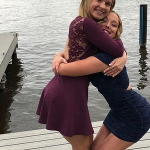 Lulu’s Purple Lace Open Back Dress